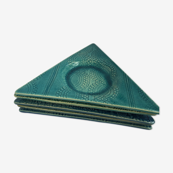 Lot de 5 assiettes triangulaires bleues