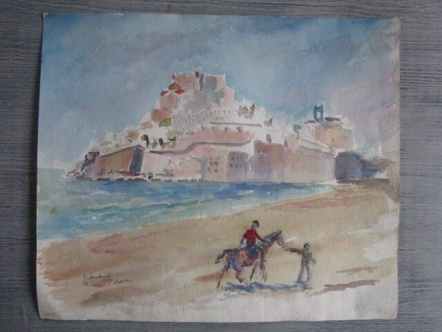 Aquarelle jacques duléry-reyval - almeria 1970
