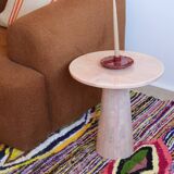 Minimalist natural pink marble side table