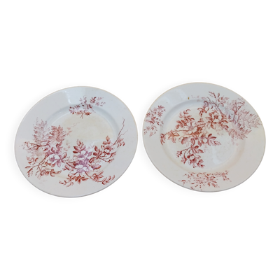 2 Compotiers Choisy le roi Avellan Boulenger terre de fer decor floral roug