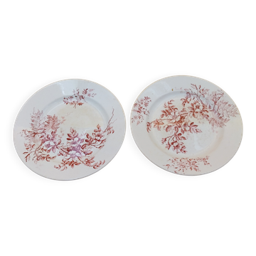 2 Compotiers Choisy le roi Avellan Boulenger terre de fer decor floral roug