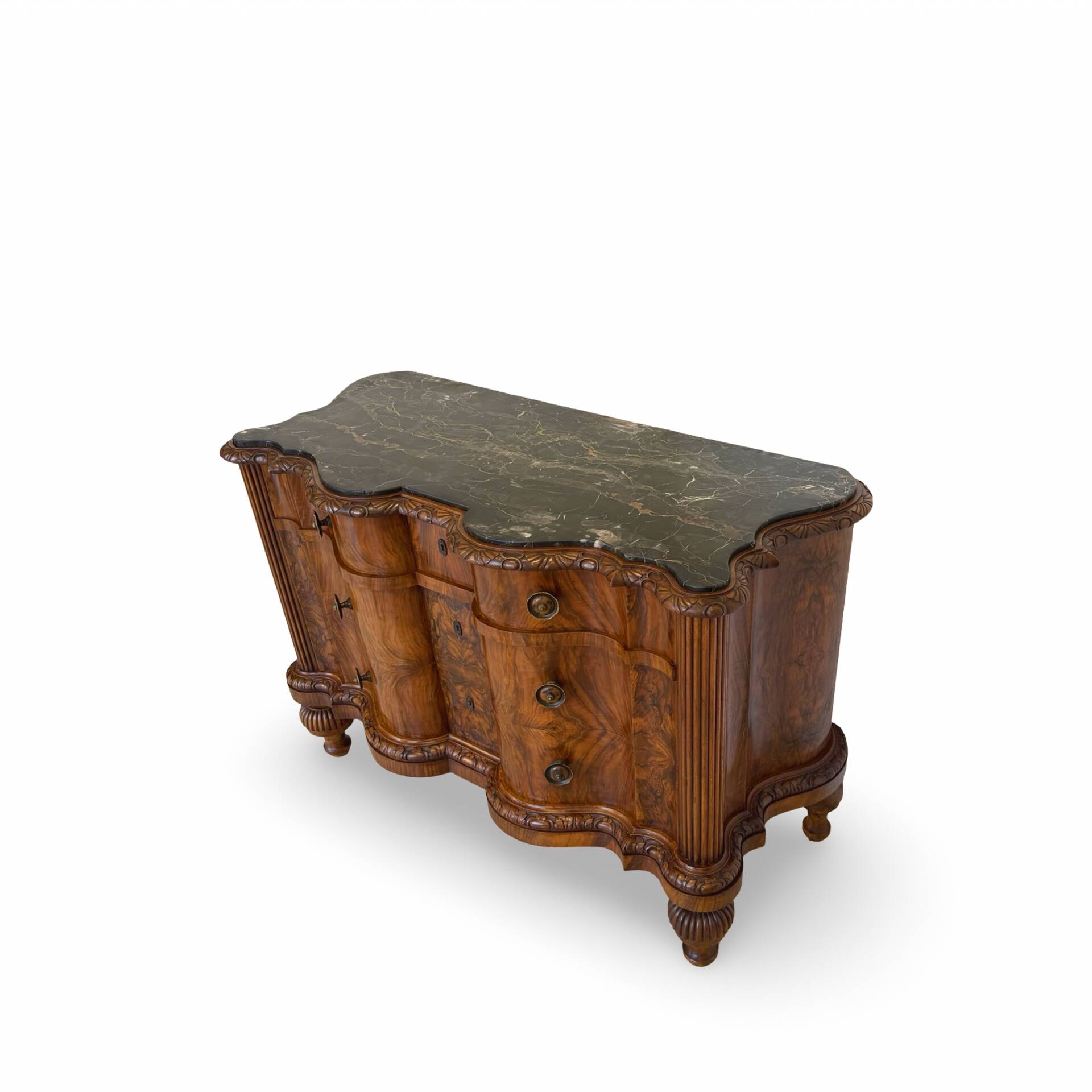 antique walnut serpentine commode