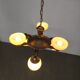 Art Deco Chandelier in Czech Brass with Cream Glass, 1920s