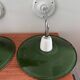 Pair of wall lights in green enameled sheet metal