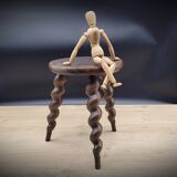 Tripod stool with twisted turned feet