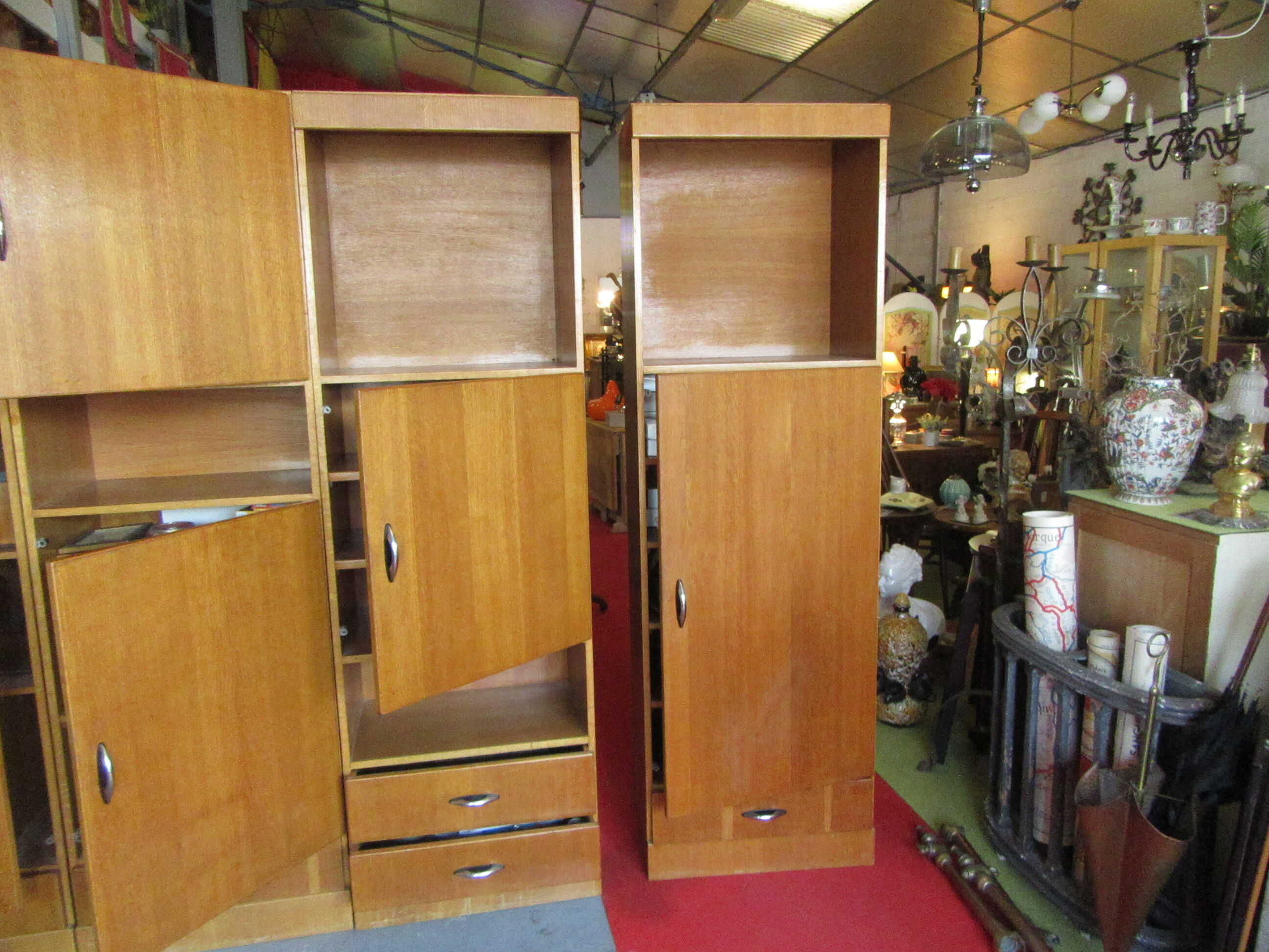 Meuble modulable de bureau ou de salon plaqué chêne des années 1960
