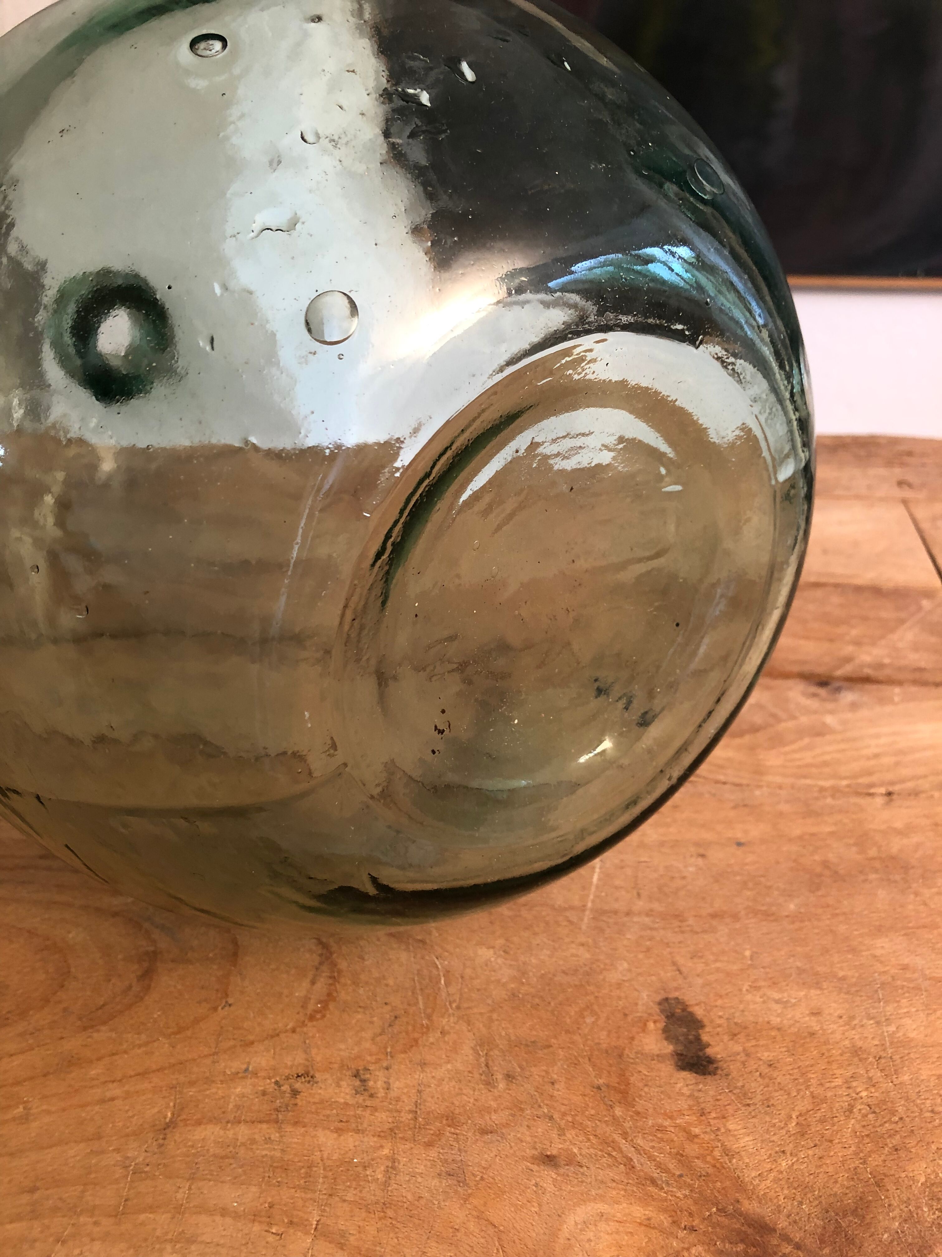 Demijohn old glass bubbled 10l