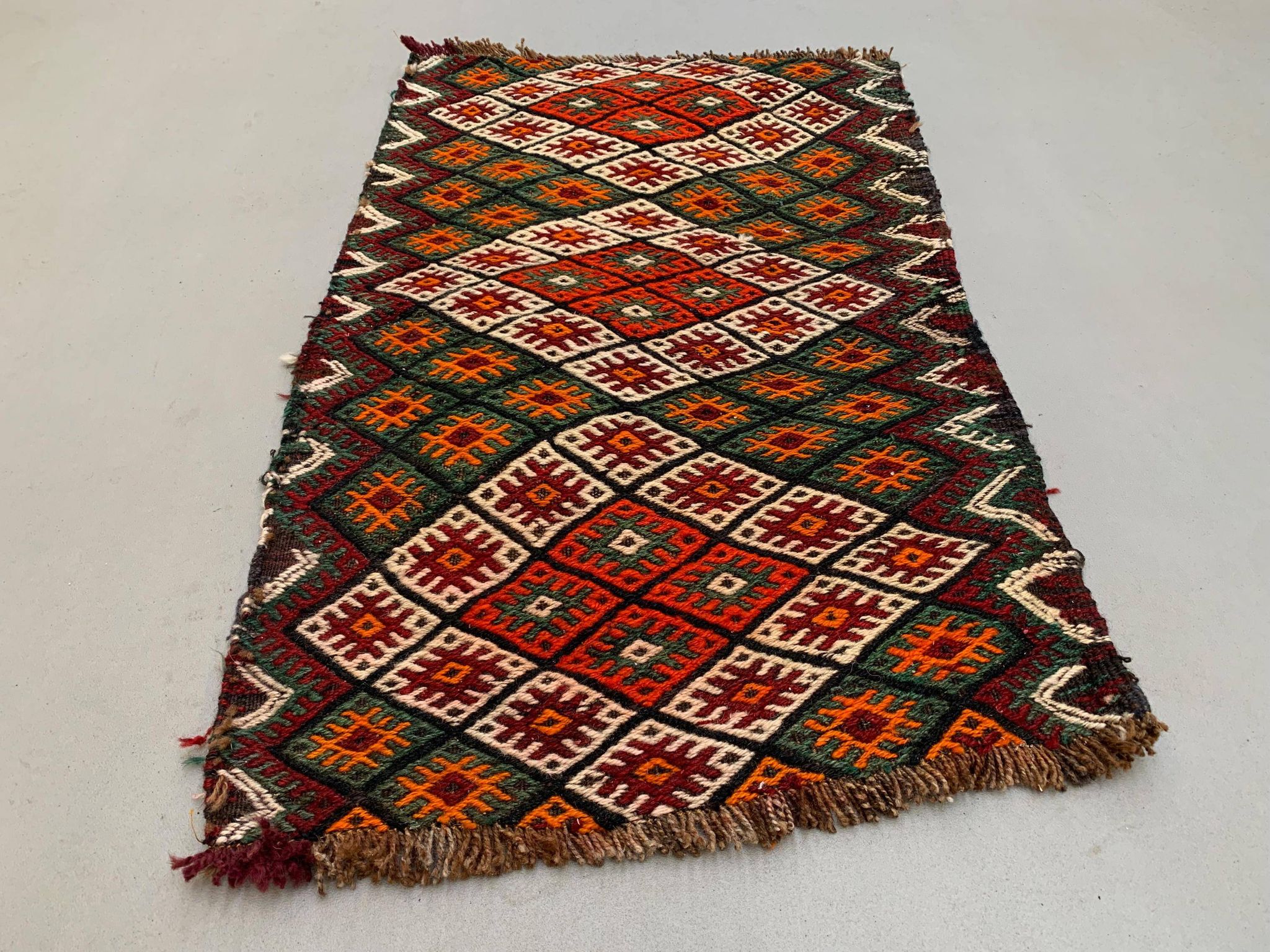 Vintage Turkish Mini Kilim 97x59 cm Wool Small Kelim Runner, shabby Chic