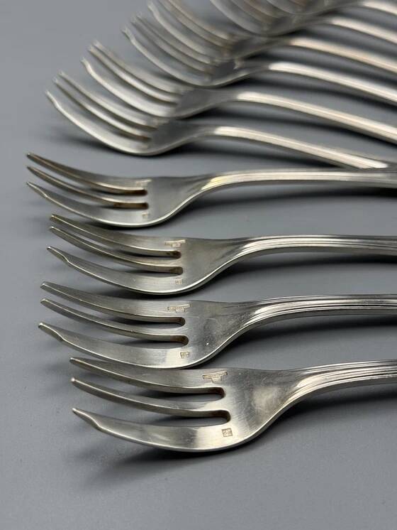 Set of 12 Christofle dessert forks made in France
