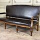 Napoleon III style bench in carved walnut, synthetic leather circa 1880