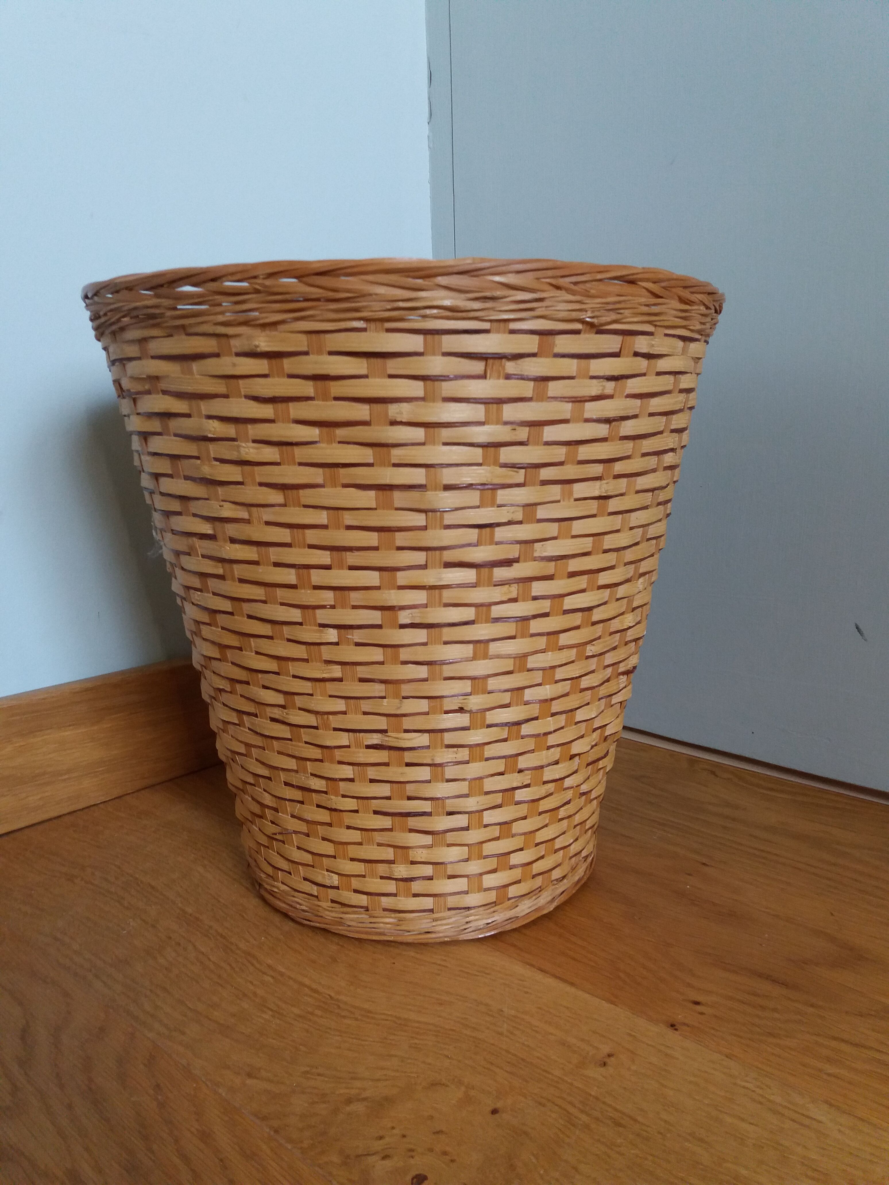 Wicker rattan wastepaper basket