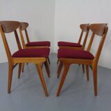 Mid-Century Walnut Dining Chairs, 1960s, Set of 4