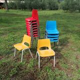 Set of 14 vintage kindergarten chairs