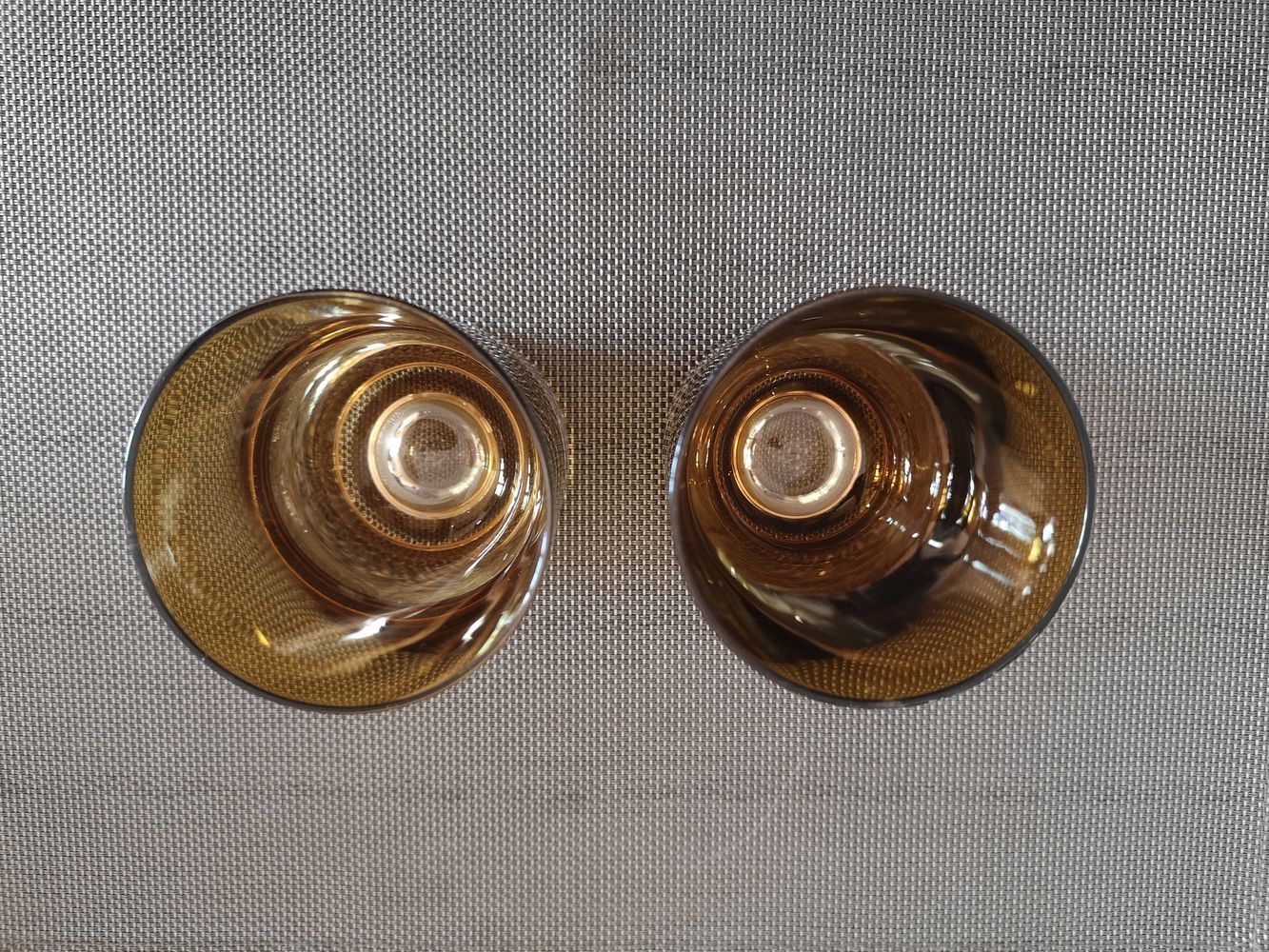 Duo of whisky glasses or cocktail crystal ambré space age 1960s/1970s