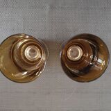 Duo de verres à whisky ou cocktail cristal ambré space age années 1960/1970