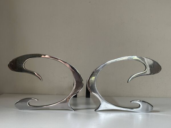 Paire chenets Jean Paul création design 1970