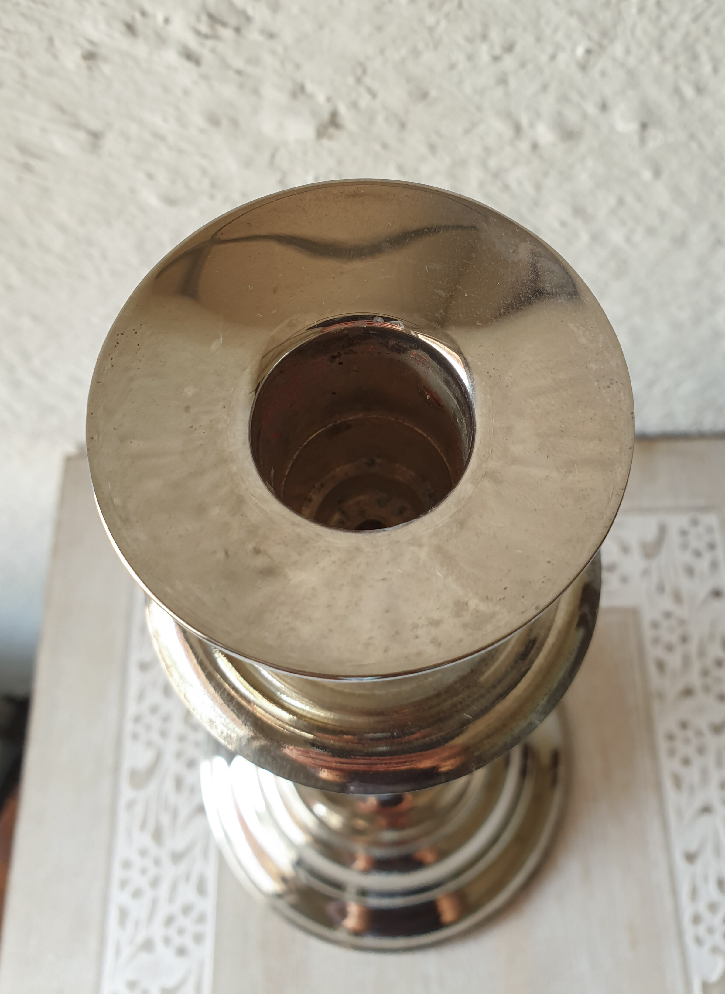 Beautiful pair of vintage metal candle holders