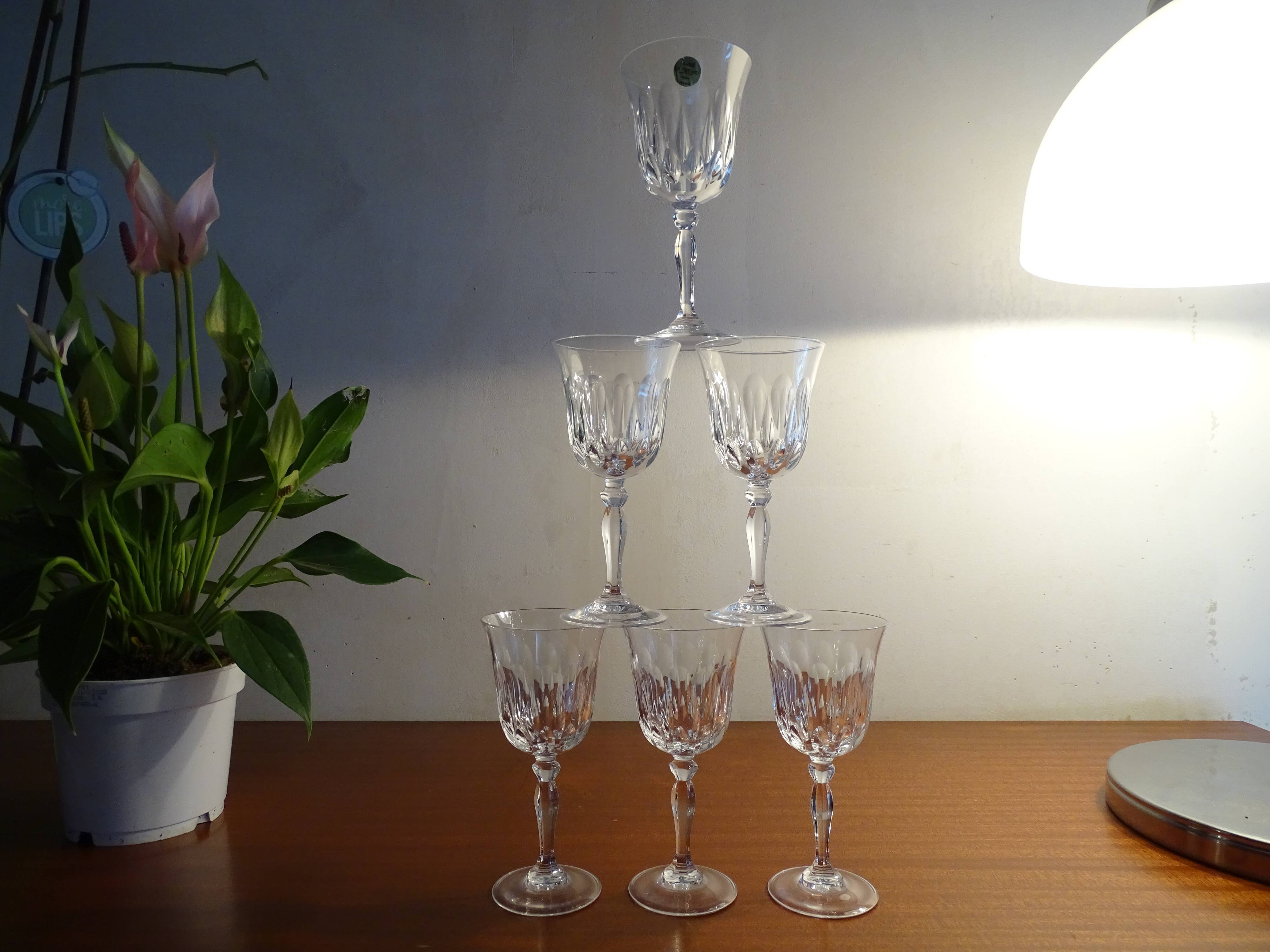 6 verres vin rouge Cristal d'Arques JG Durand Villiers 11,5 cl taille Beaulieu