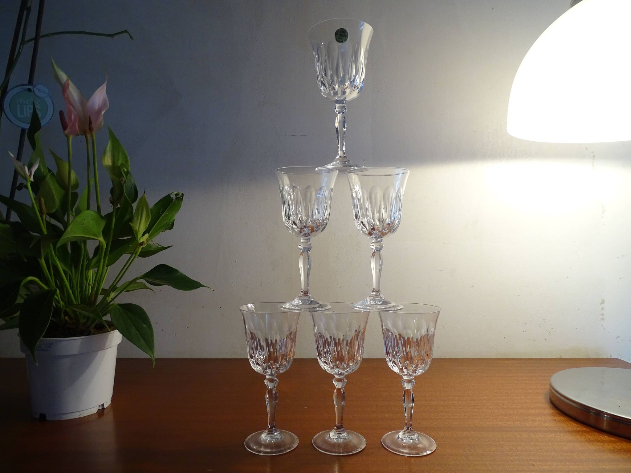 6 glasses red wine Cristal d'Arques JG Durand Villiers 11,5 cl size Beaulieu