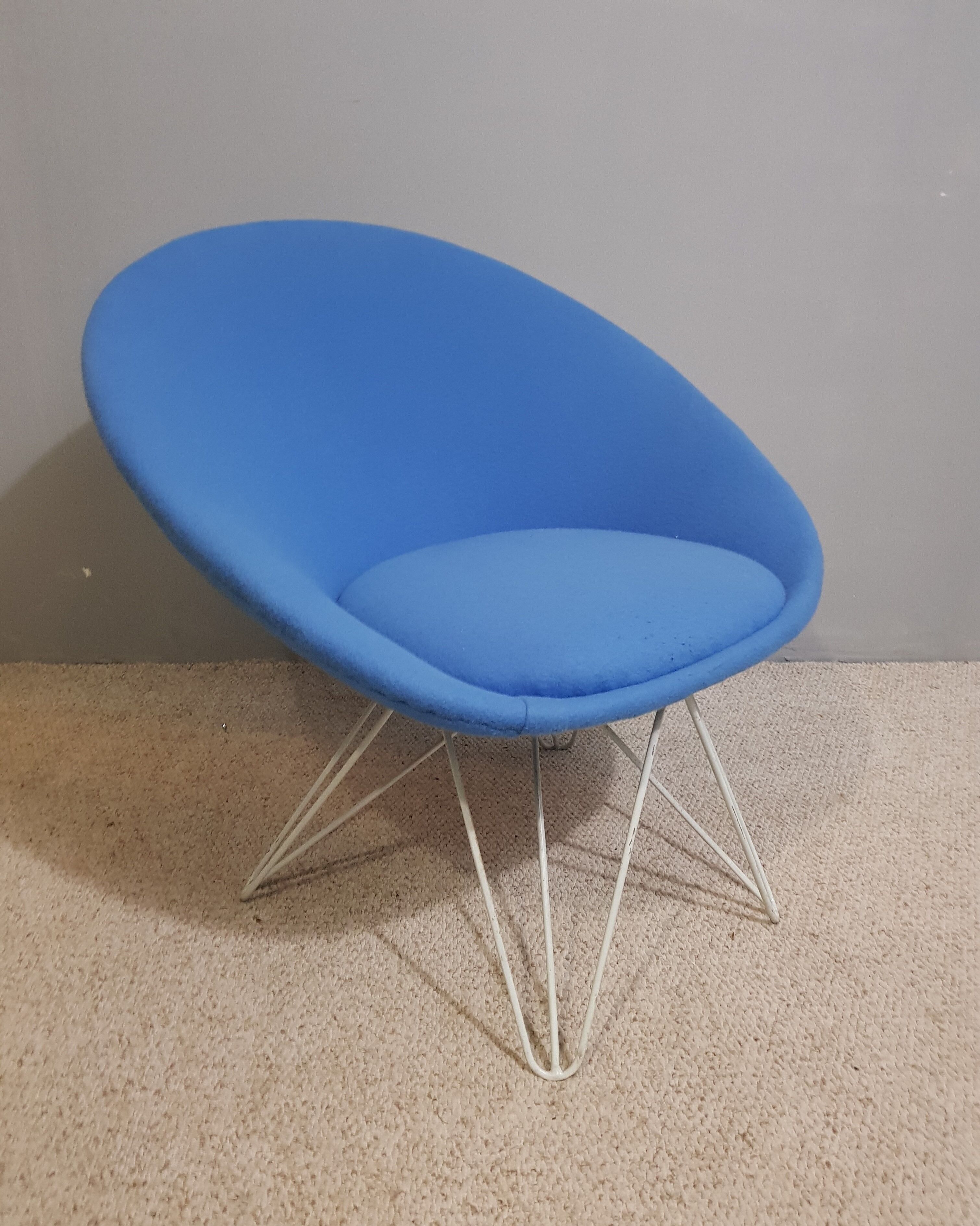 Pair of Italian blue low chairs 1950