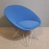 Paire de fauteuils bas bleus italien 1950