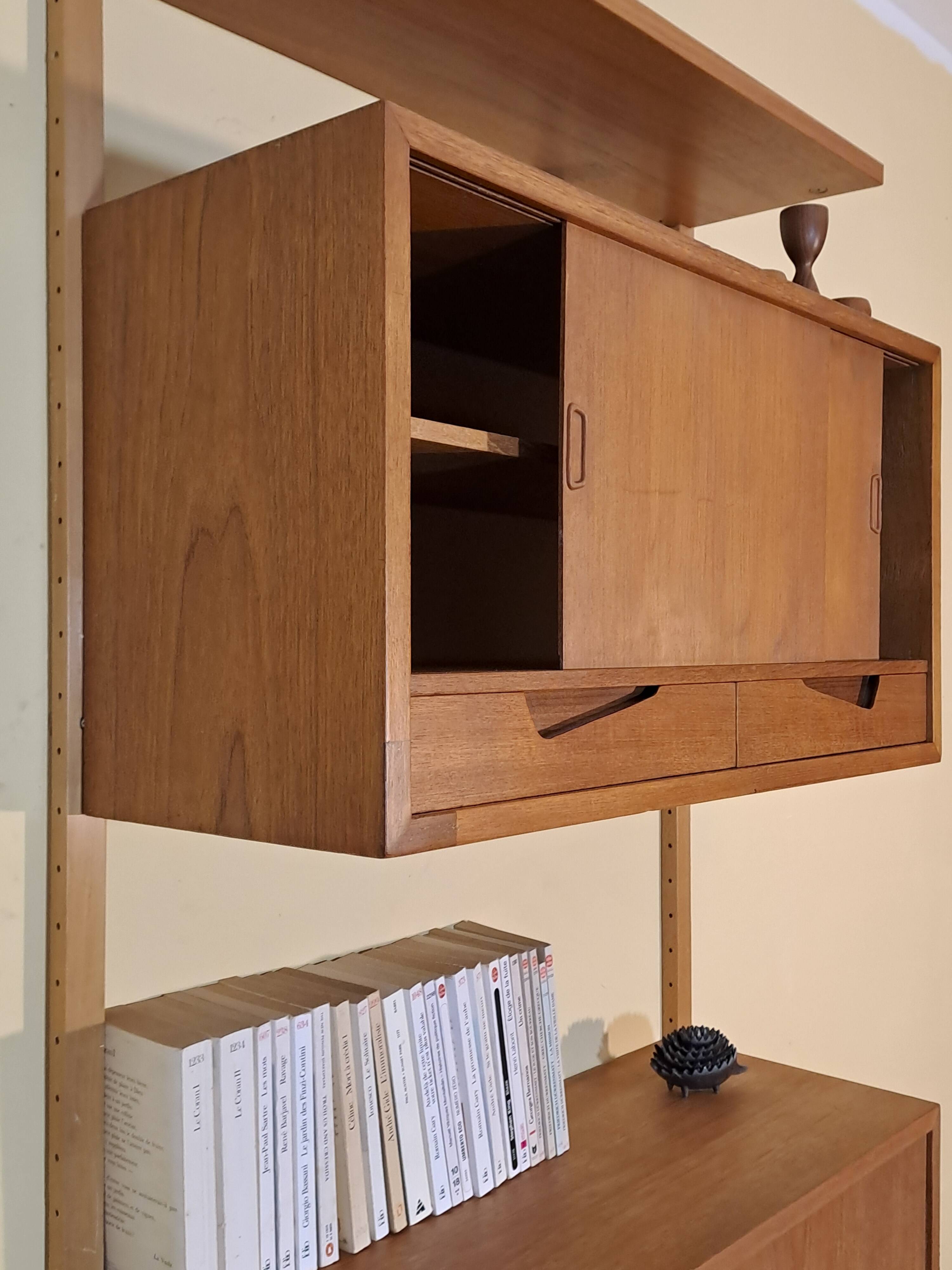 Teak wall secretary RIVAL, Vintage Scandinavian 1960s