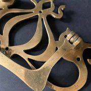 Large Art Nouveau gate handles in gilded brass/Arabesque handles