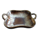 Square dish with brown and gold handles