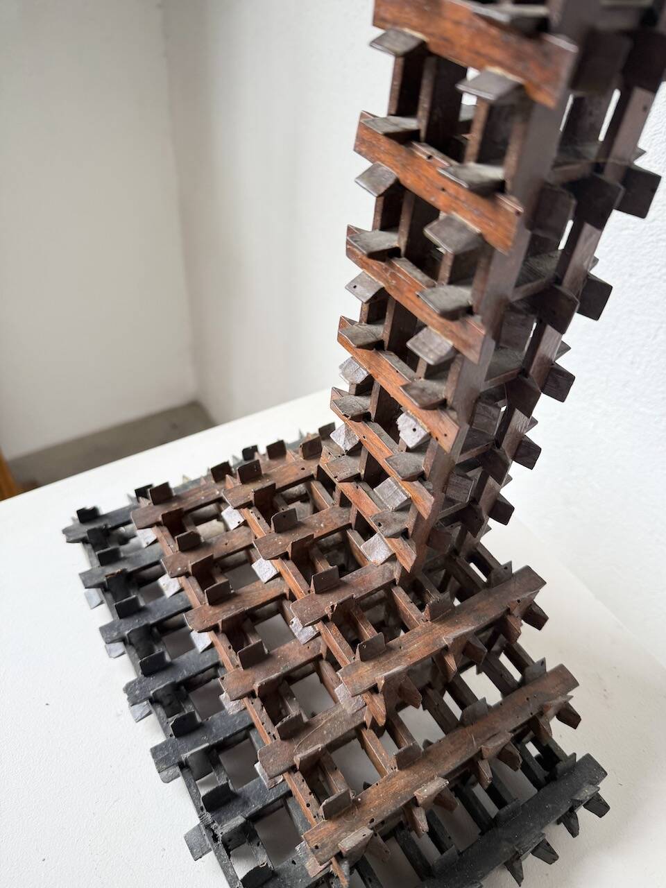 Crucifix sculpture Tramp Art 1900