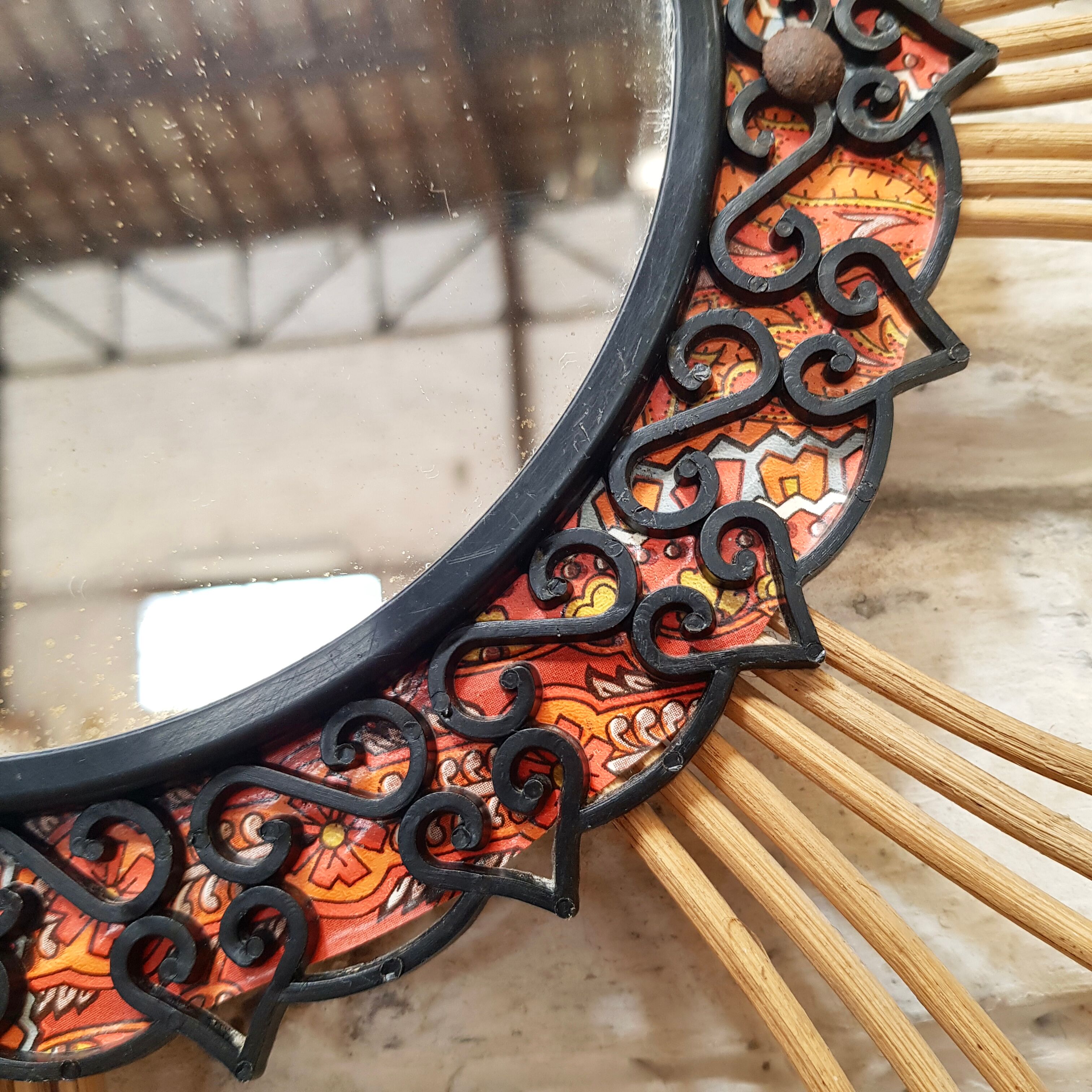 Vintage wicker mirror