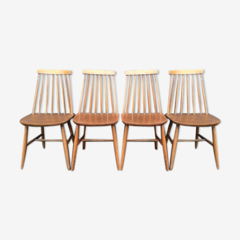 Vintage Scandinavian blond beech chairs.