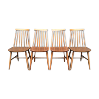 Vintage Scandinavian blond beech chairs.