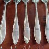 12 silver-plated metal condiment forks for shellfish by Christofle, Albi model.
