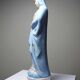 Grande Sainte Vierge au Sacré Coeur en biscuit polychrome ancienne