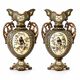 Paire de vases balustres en majolique de 1885 signés Gerbing & Stephan