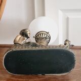 Cherub lamp and opaline globes