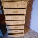 Chest of drawers in rattan and bamboo