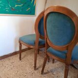 Pair of blue velvet medallion chairs