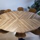 High wooden table + 6 stools – herringbone design
