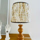 Vintage foot light wood table lamp and wool lampshade