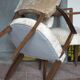 Pair of bridge chairs in wood and powder pink satin-effect fabric, Art Deco style