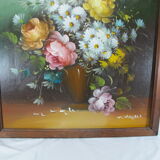 Oil painting still life vase bouquet of flowers signed