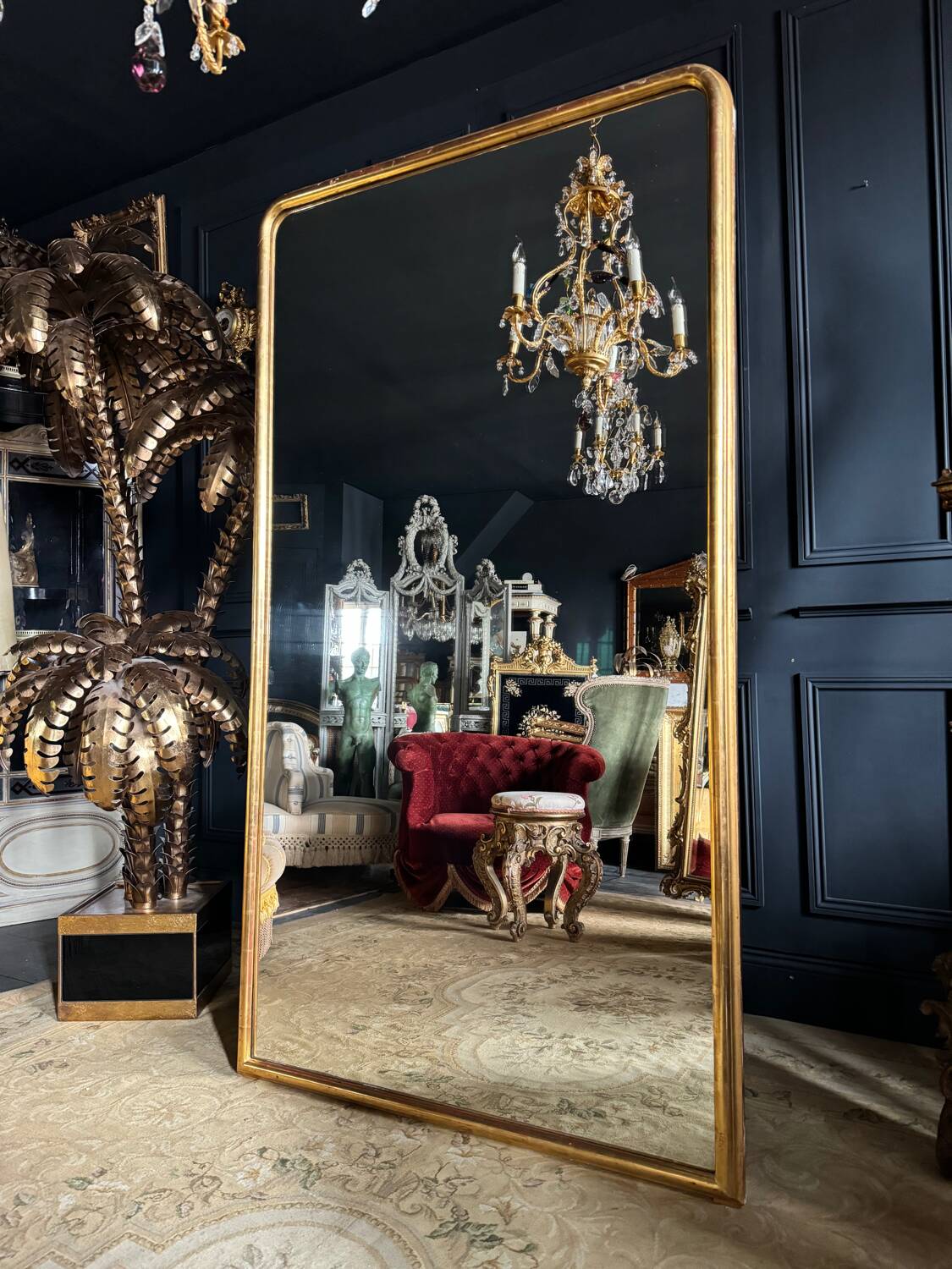 Miroir de cheminée d’époque louis philippe en bois doré (1m88x1m03) xixe