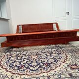 Lit à forme bateau   en osier par Maugrion années 60 -70