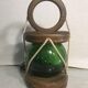 Old Marine Style Lamp Wood - String - Vintage Green Glass Ball Reflector