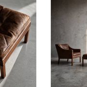 Vintage Mid-Century Danish Modern Lounge Leather Chair & Ottoman Model 2207