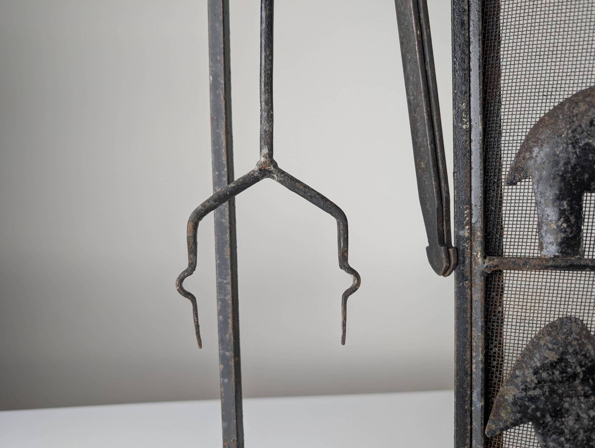 Atelier Marolles Wrought Iron Animal Fire Screen 1950s