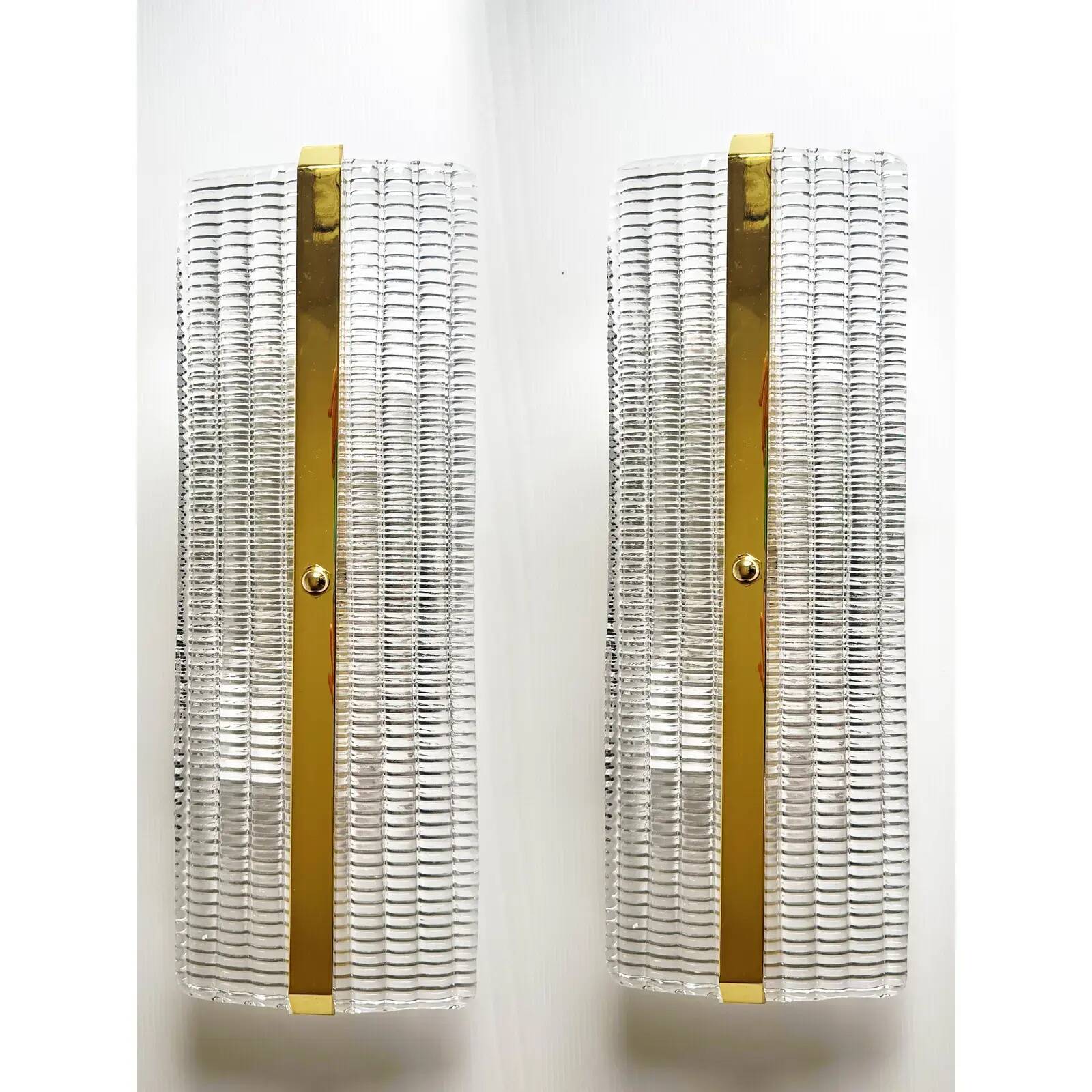 Contemporary Luxury Murano Glass Wall Sconces with Gold Finish — 4 Set