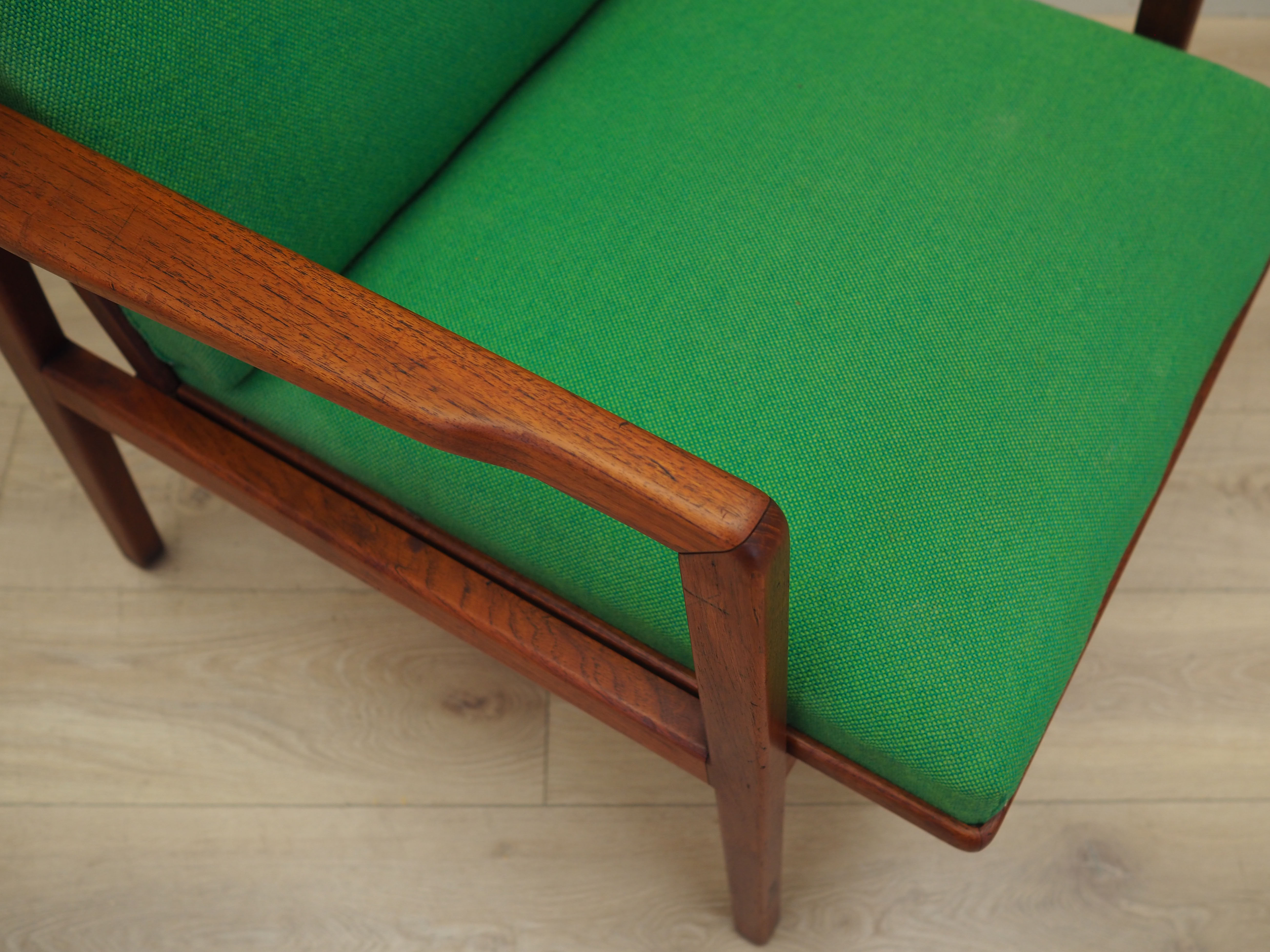 Teak green armchair, Danish design, 1970s, production: Denmark