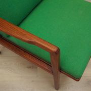 Fauteuil danois en teck et tissu vert, années 1970